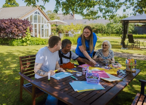 Four people at a table